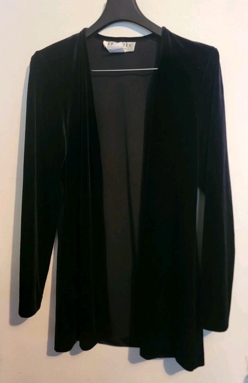 Vntg J.R. Nites Velour Open Front Long Sleeve Jacket Cardigan Womens S| Classic